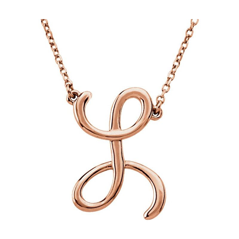 Script Initial Necklace or Center — 16″