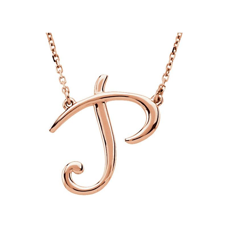 Script Initial Necklace or Center — 16″