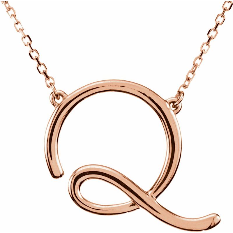 Script Initial Necklace or Center — 16″