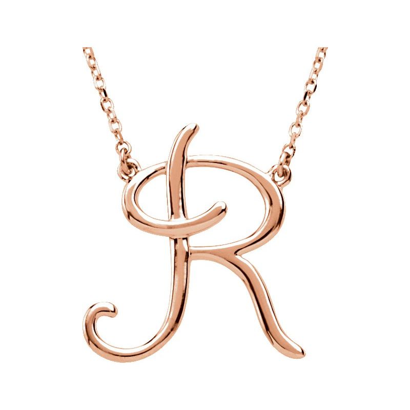Script Initial Necklace or Center — 16″