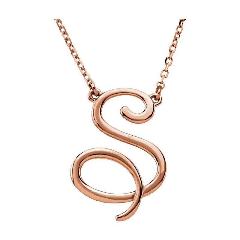 Script Initial Necklace or Center — 16″