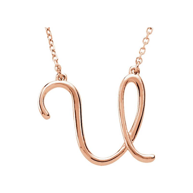 Script Initial Necklace or Center — 16″