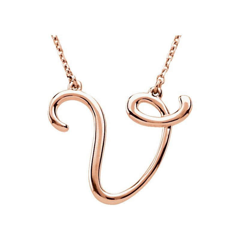 Script Initial Necklace or Center — 16″