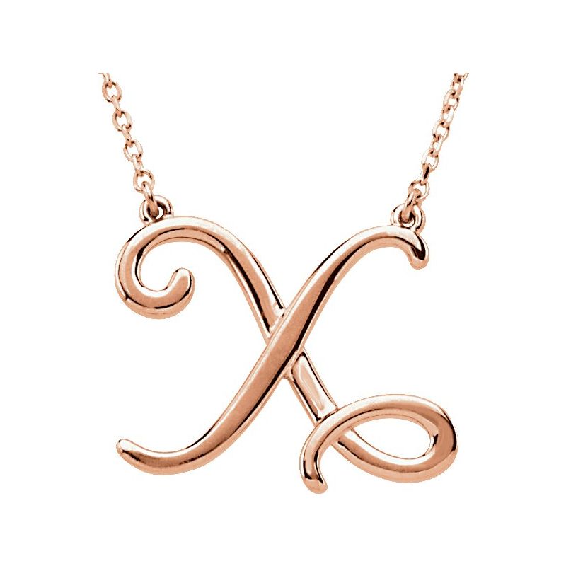Script Initial Necklace or Center — 16″