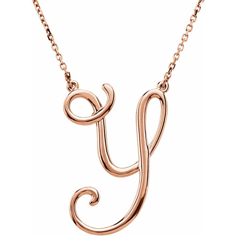 Script Initial Necklace or Center — 16″