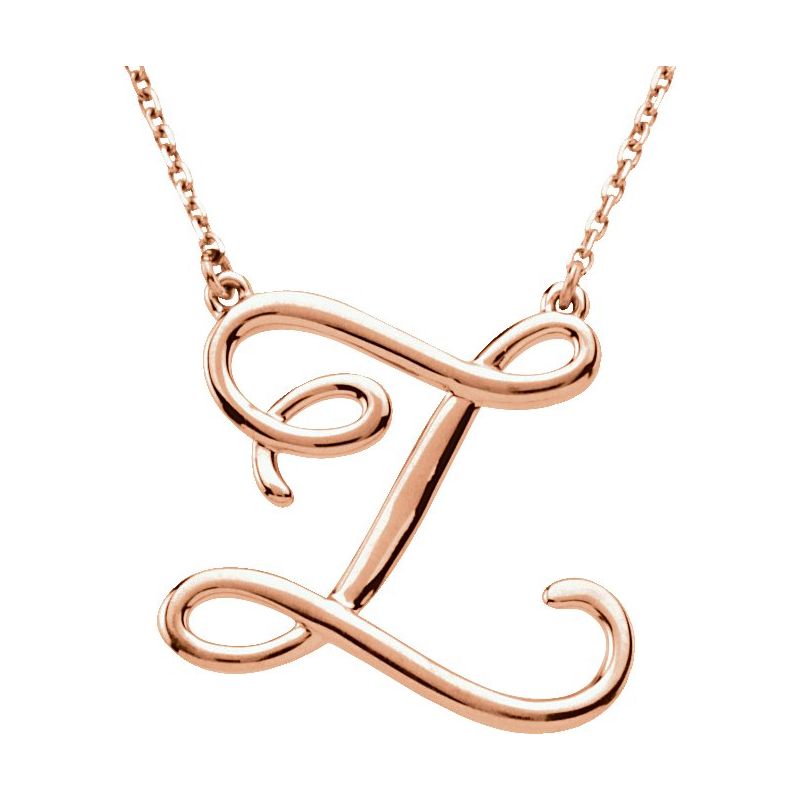 Script Initial Necklace or Center — 16″
