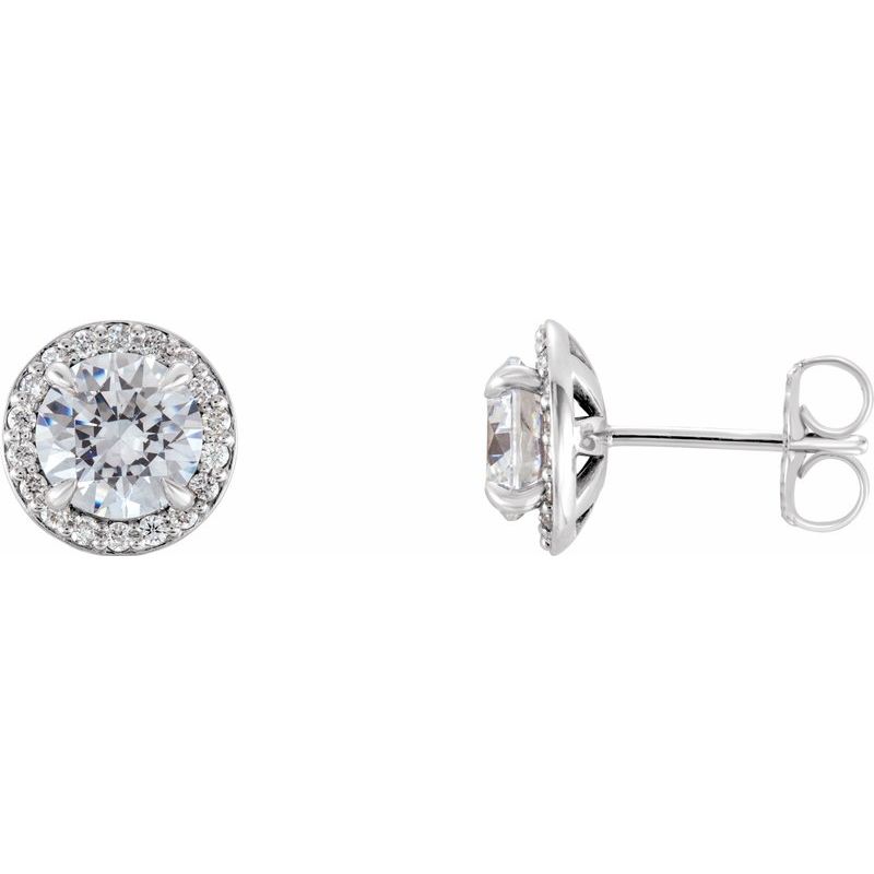 Round 4-Prong Halo-Style Earrings