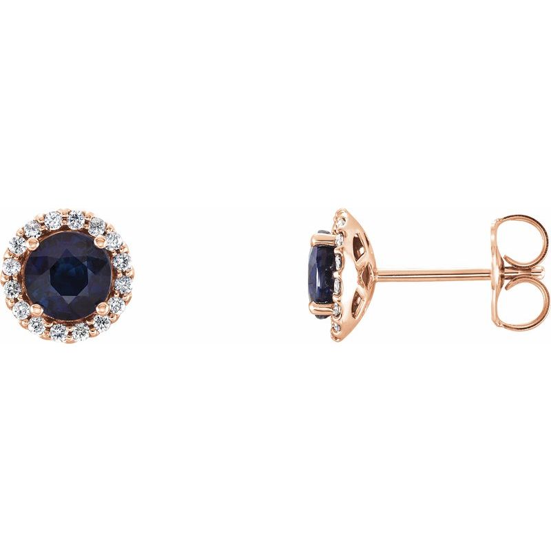 Round 4-Prong Halo-Style Earrings — Natural Diamond