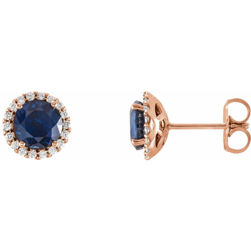 Round 4-Prong Halo-Style Earrings — Natural Diamond