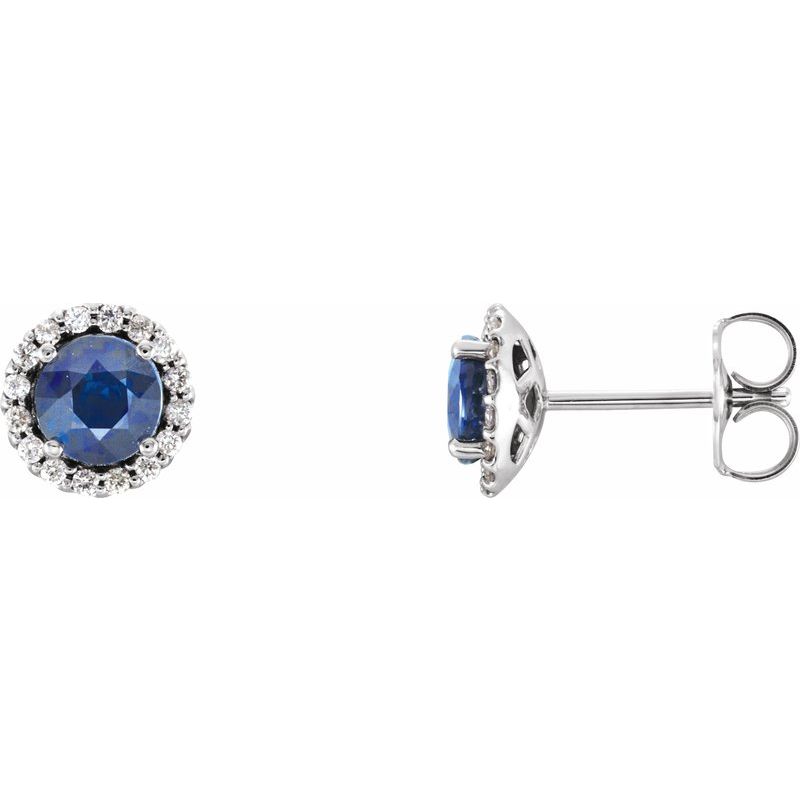 Round 4-Prong Halo-Style Earrings — Natural Diamond