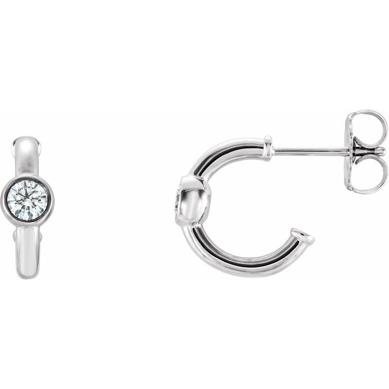 Bezel-Set Huggie Earrings