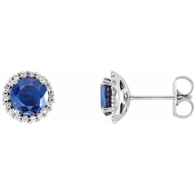 Round 4-Prong Halo-Style Earrings — Natural Diamond