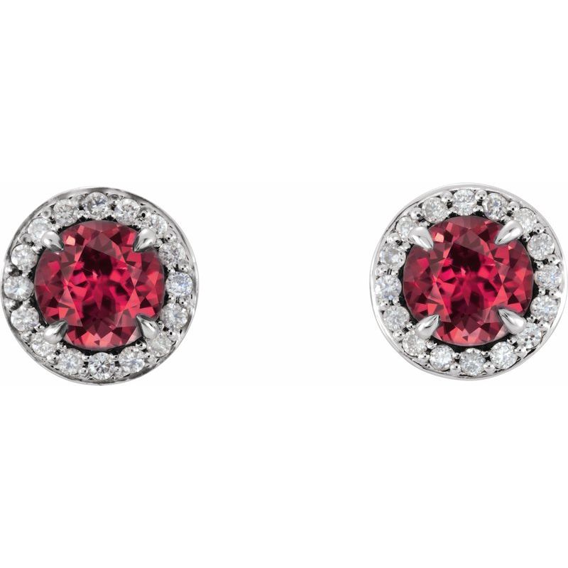 Round 4-Prong Halo-Style Earrings