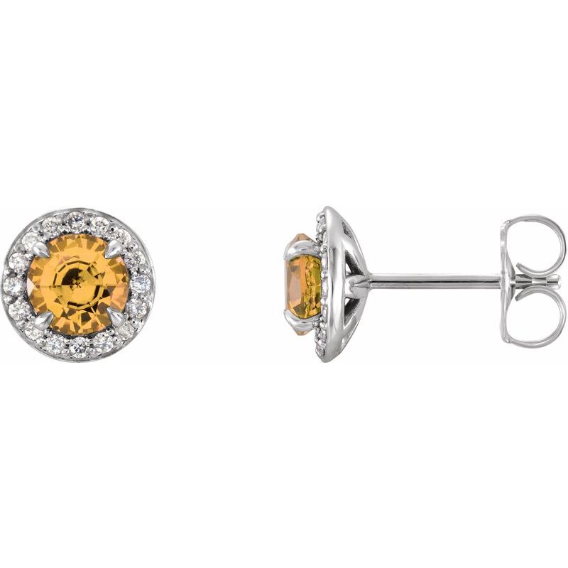 Round 4-Prong Halo-Style Earrings