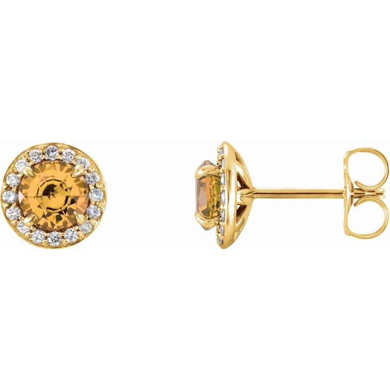 Round 4-Prong Halo-Style Earrings