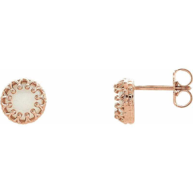 Round Cabochon Crown Earrings