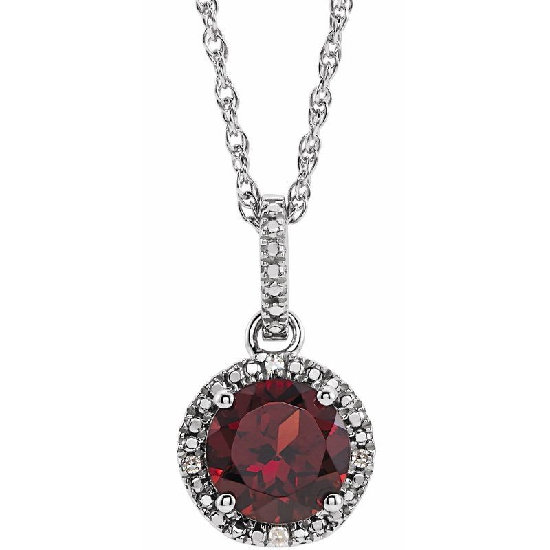 Halo-Style Birthstone Necklace — Natural .01 ctw Diamond 18″