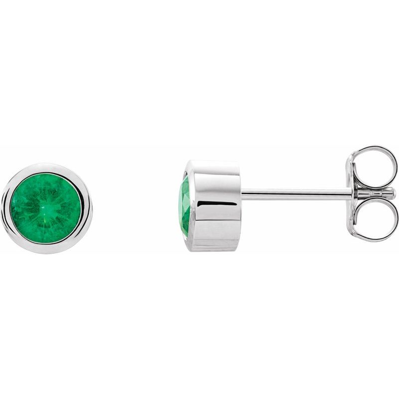 Round Bezel-Set Birthstone Stud Earrings