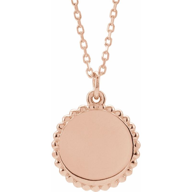 Engravable Beaded Disc Necklace or Charm/Pendant