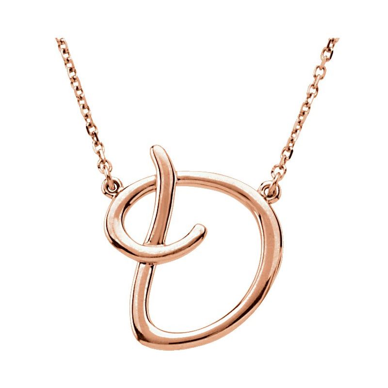 Script Initial Necklace or Center — 16″