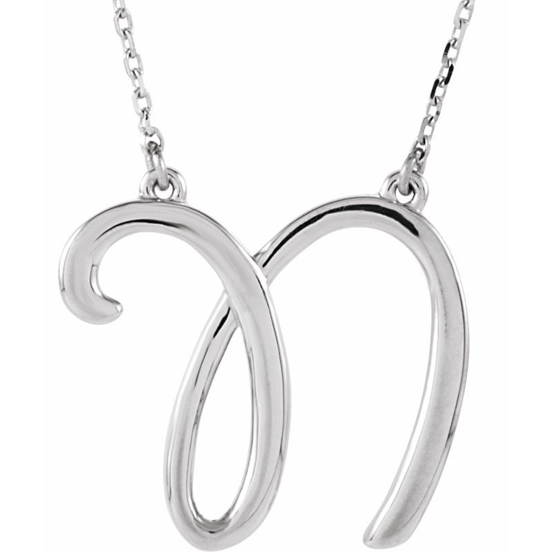 Script Initial Necklace or Center — 16″