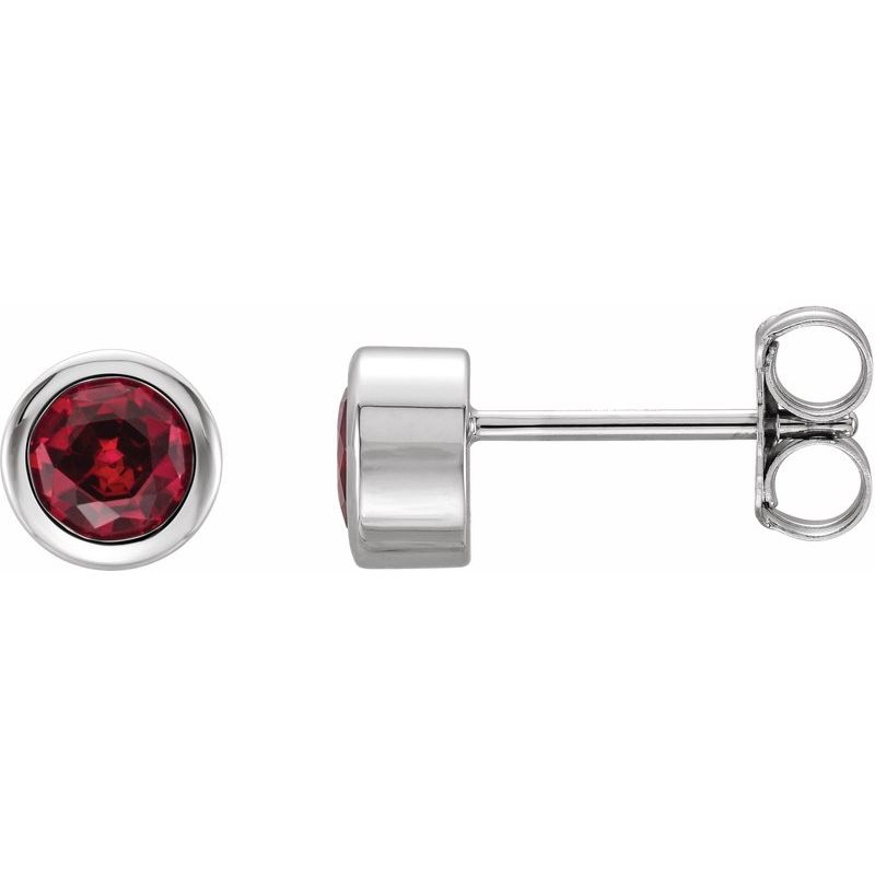 Round Bezel-Set Birthstone Stud Earrings