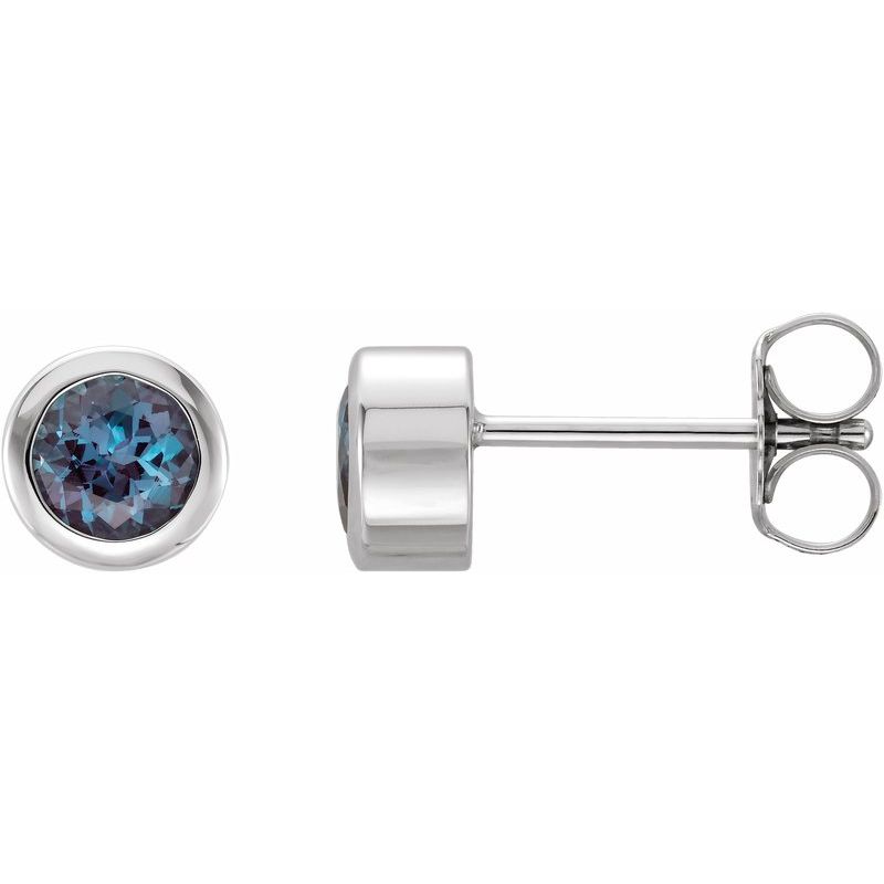 Round Bezel-Set Birthstone Stud Earrings