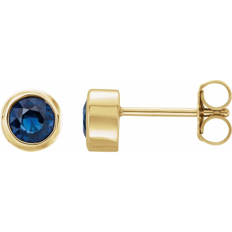Round Bezel-Set Birthstone Stud Earrings