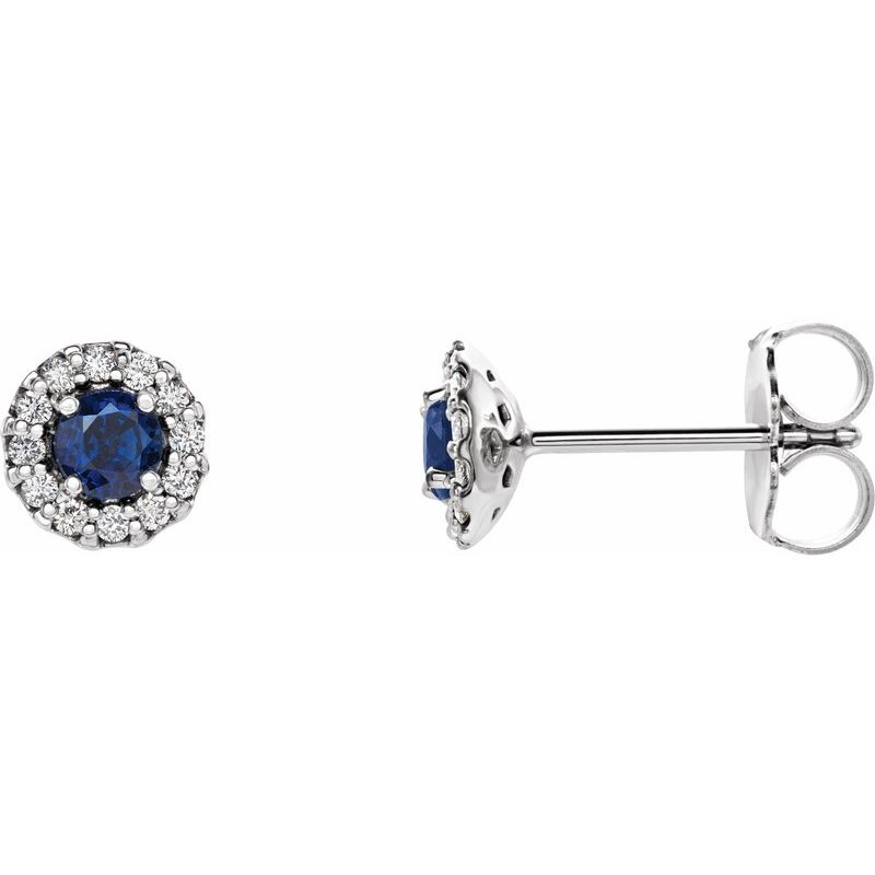 Round 4-Prong Halo-Style Earrings — Natural Diamond
