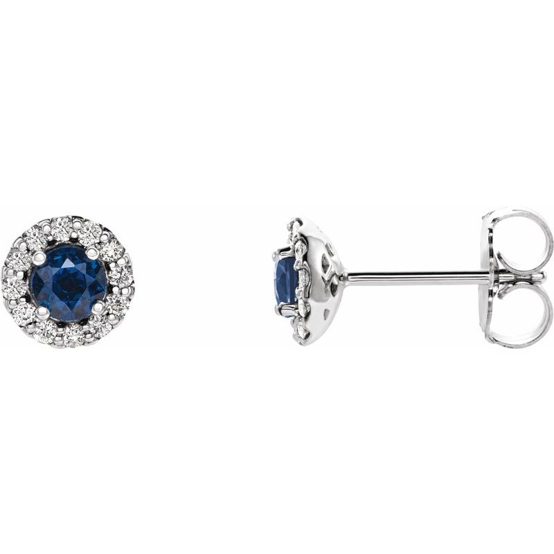 Round 4-Prong Halo-Style Earrings — Natural Diamond