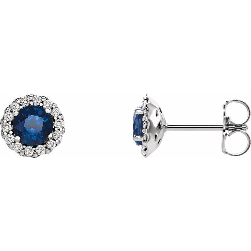 Round 4-Prong Halo-Style Earrings — Natural Diamond