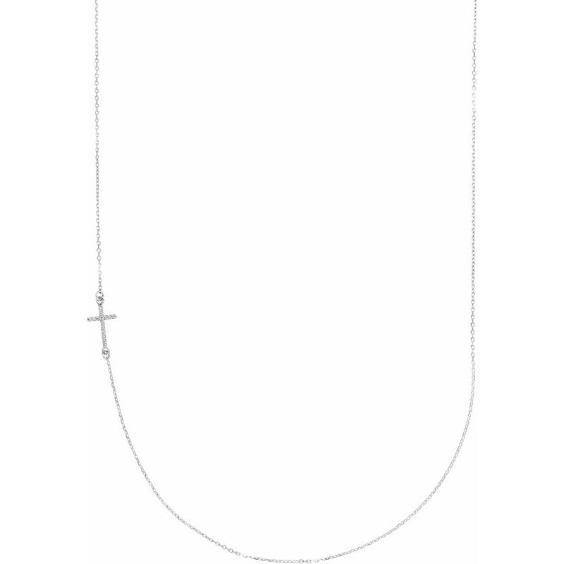 Accented Sideways Cross Necklace
