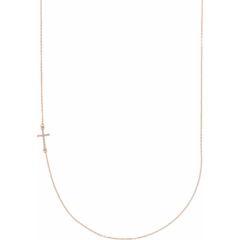 Accented Sideways Cross Necklace