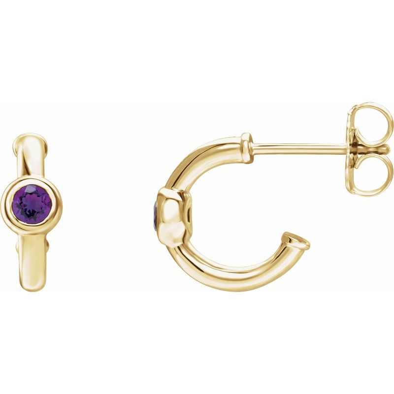 Bezel-Set Huggie Earrings