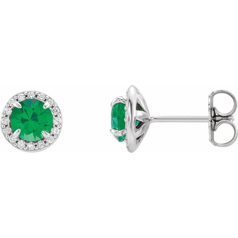 Round 4-Prong Halo-Style Earrings