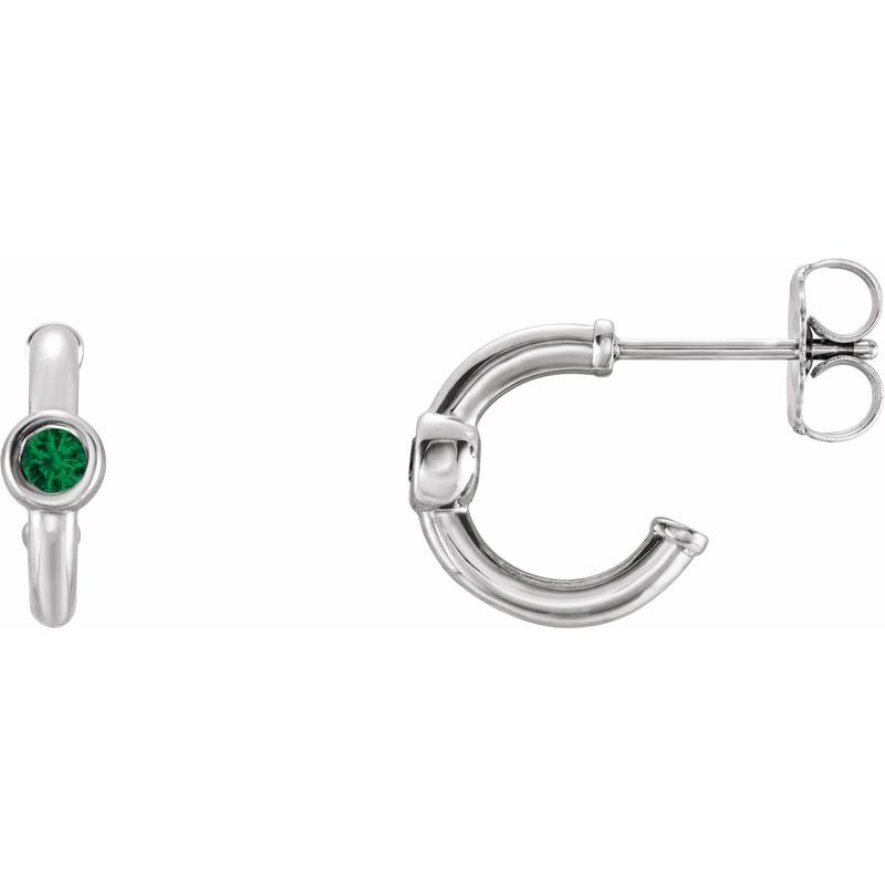 Bezel-Set Huggie Earrings