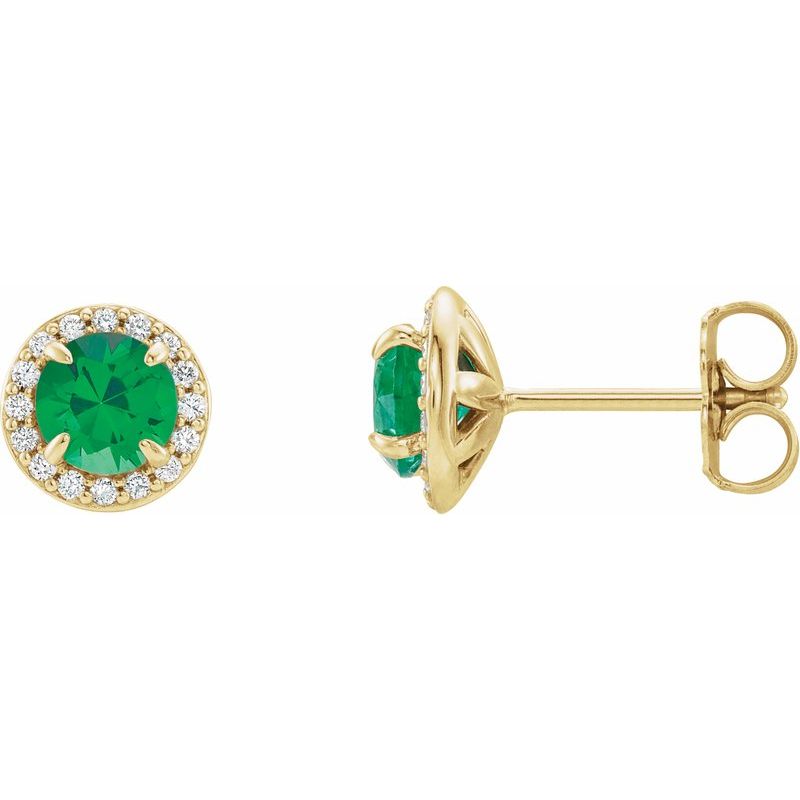 Round 4-Prong Halo-Style Earrings