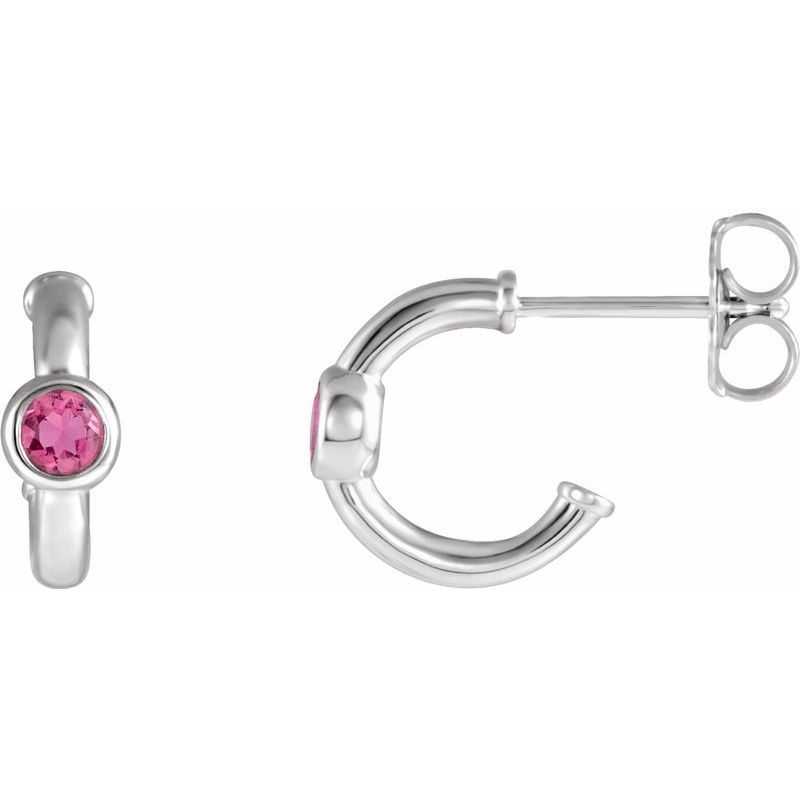 Bezel-Set Huggie Earrings