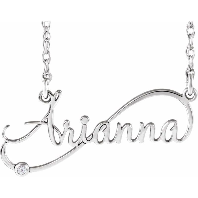 Infinity-Inspired Script Nameplate Necklace