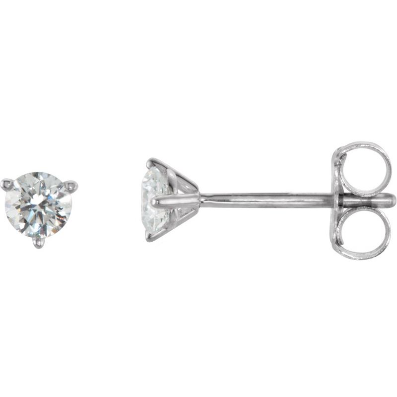 Round 3-Prong Cocktail-Style Stud Earrings — Natural Diamond