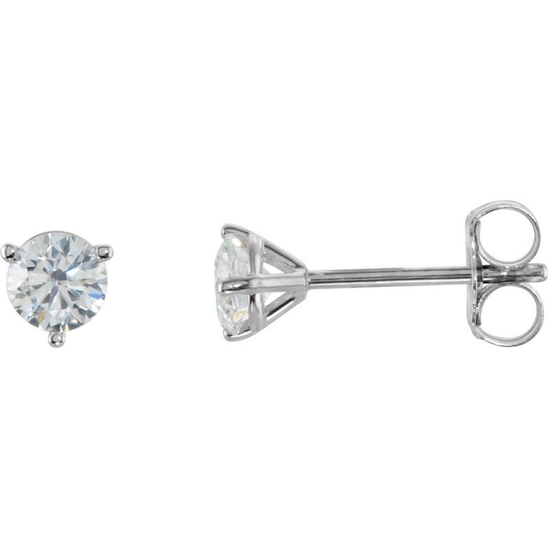 Round 3-Prong Cocktail-Style Stud Earrings — Natural Diamond