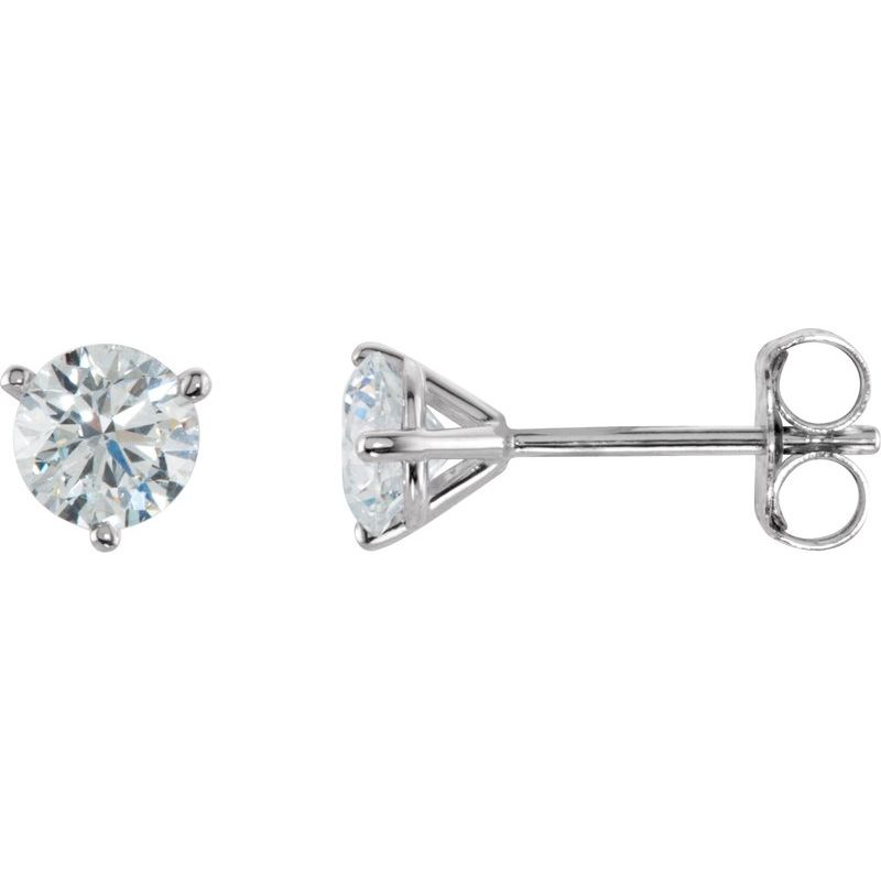 Round 3-Prong Cocktail-Style Stud Earrings — Natural Diamond