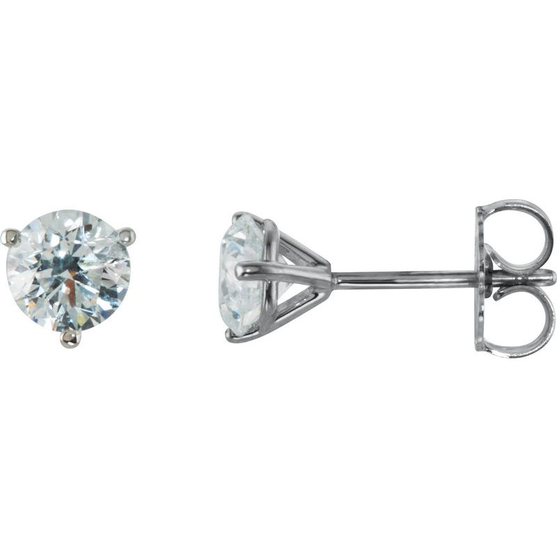 Round 3-Prong Cocktail-Style Stud Earrings — Natural Diamond