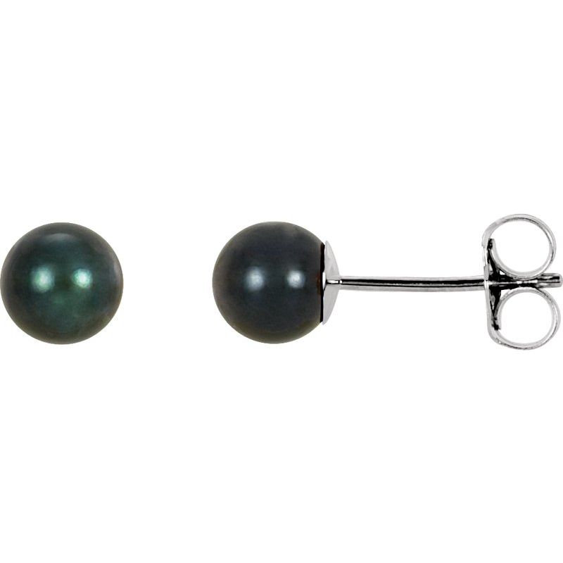 Pearl Stud Earrings — Cultured Black Akoya