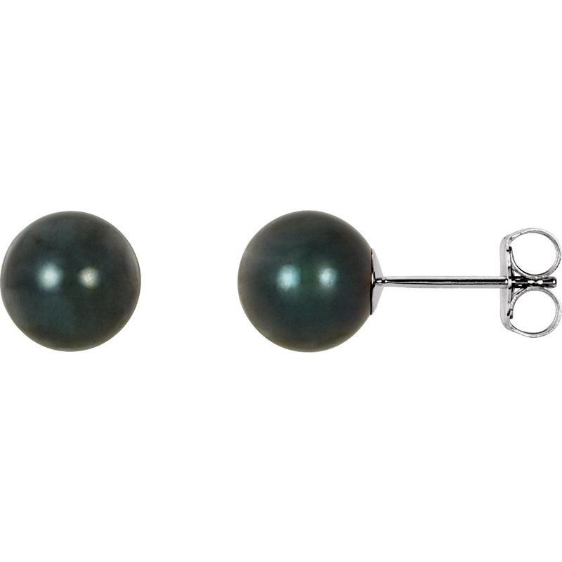 Pearl Stud Earrings — Cultured Black Akoya