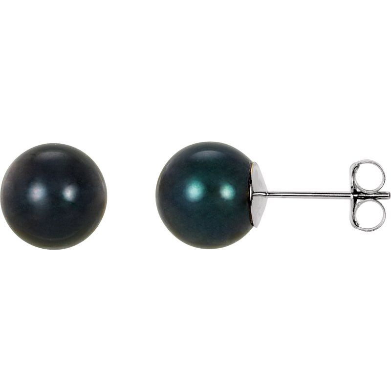 Pearl Stud Earrings — Cultured Black Akoya