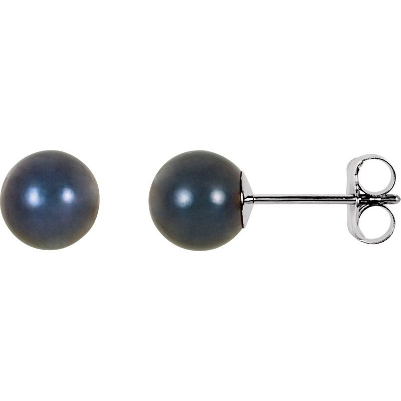 Pearl Stud Earrings — Cultured Black Akoya