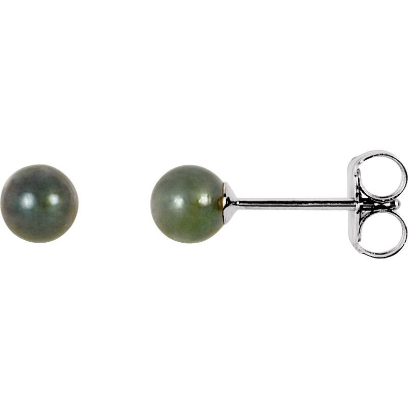 Pearl Stud Earrings — Cultured Black Akoya