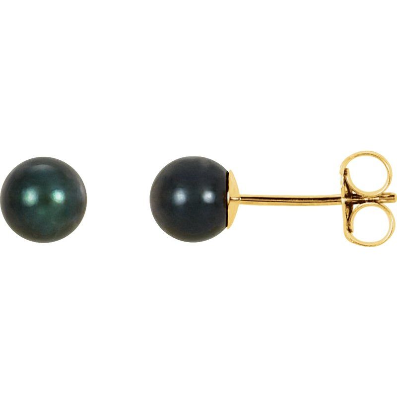 Pearl Stud Earrings — Cultured Black Akoya