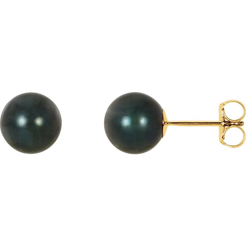 Pearl Stud Earrings — Cultured Black Akoya